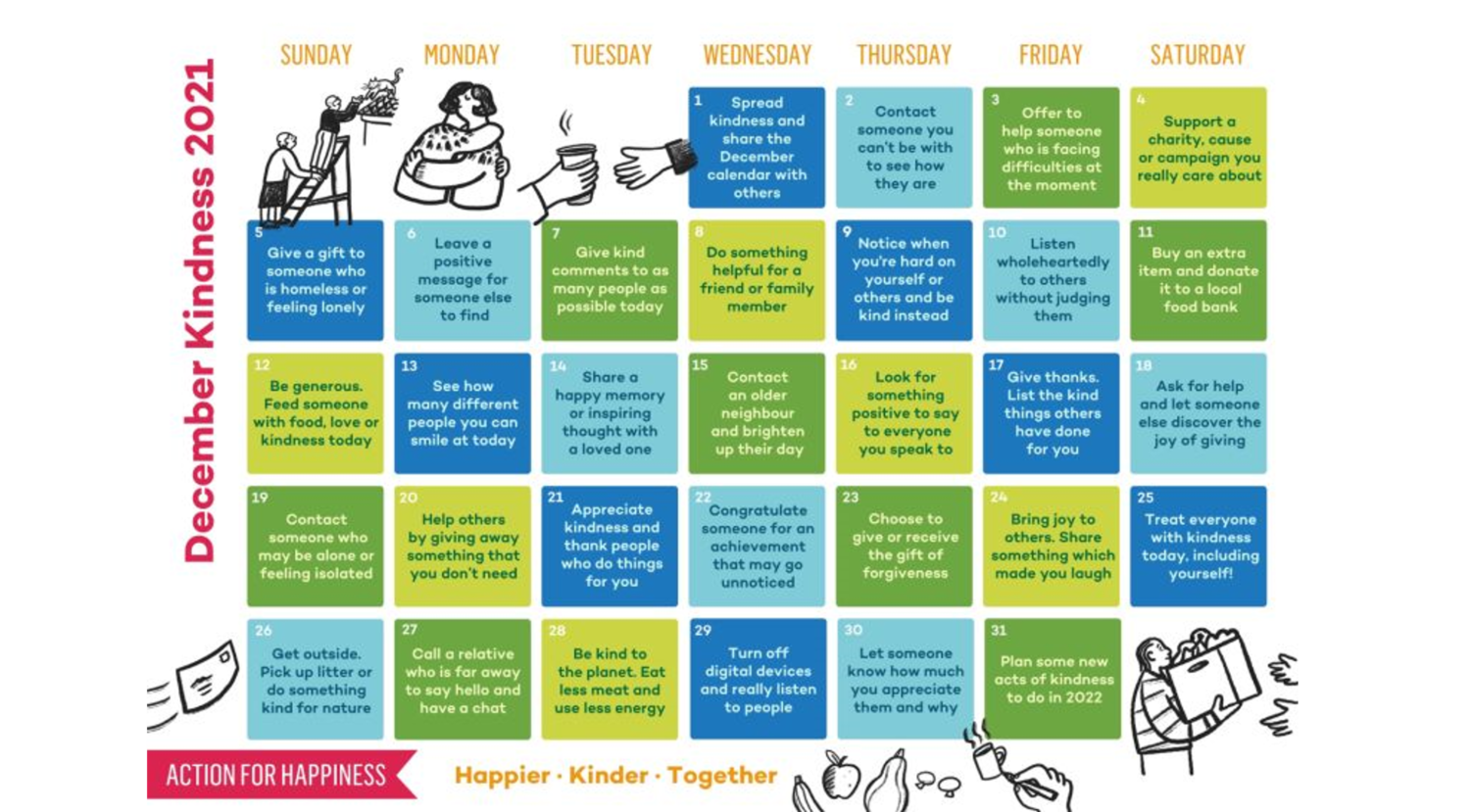 DECEMBER KINDNESS CALENDAR - ACTION FOR HAPPINESS - BPIF Training DECEMBER KINDNESS CALENDAR - ACTION FOR HAPPINESS - BPIF Training