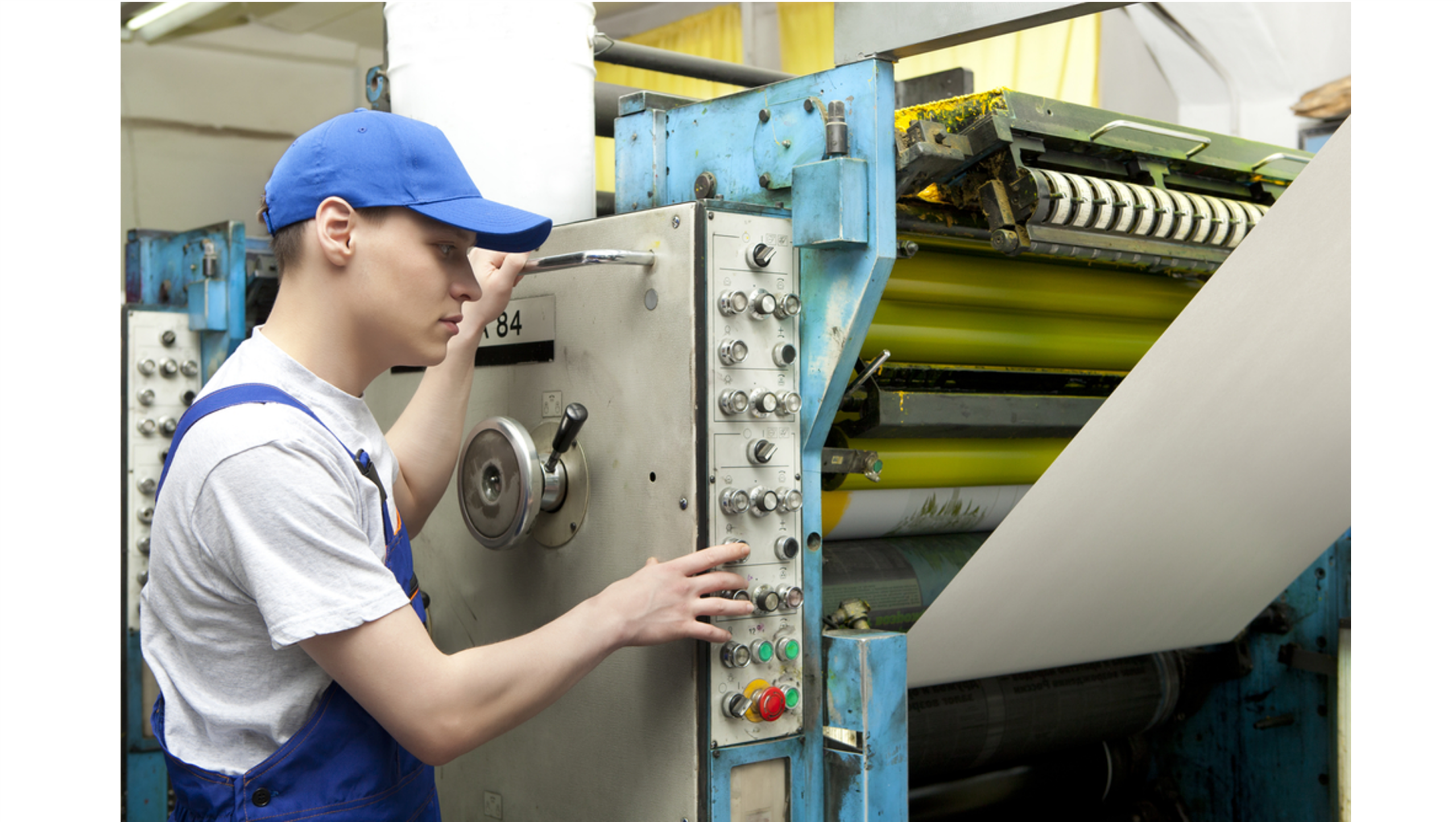 A print operative at work in a production environment