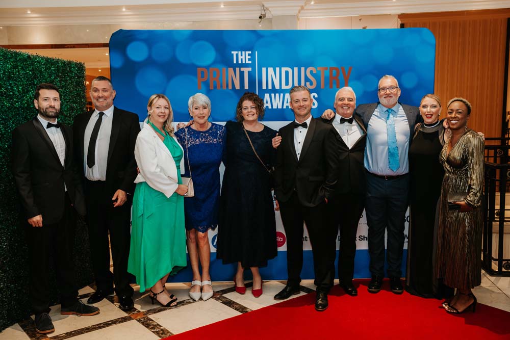 The BPIF Training team and guests on the red carpet at the Print Industry Awards 2026